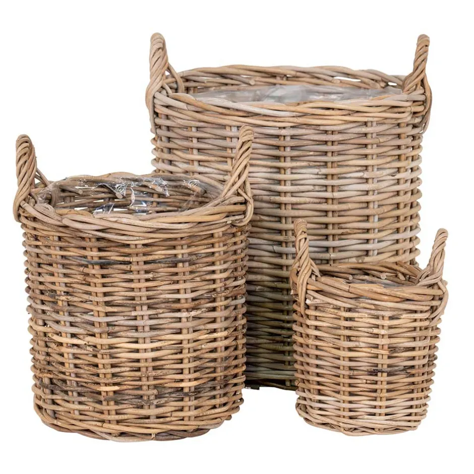 Wohnen Korb Trio aus Rattan Geflecht - Ciosda (dreiteilig)