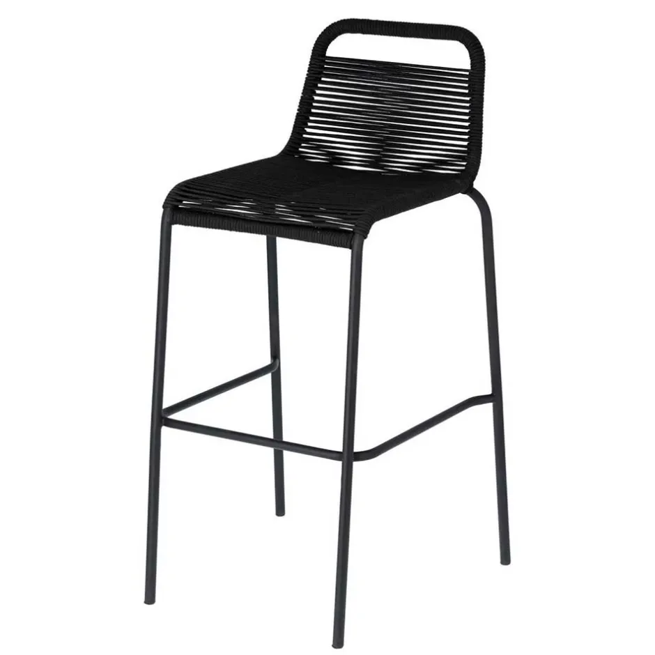 Kordel Geflecht Barstuhl in Schwarz - Dariana (4er Set)^Wohnen Discount
