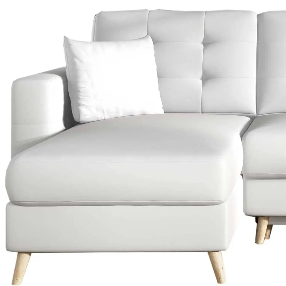 Kunstleder Eckcouch in Weiß mit Schlaffunktion - Mossiv^Wohnen Clearance