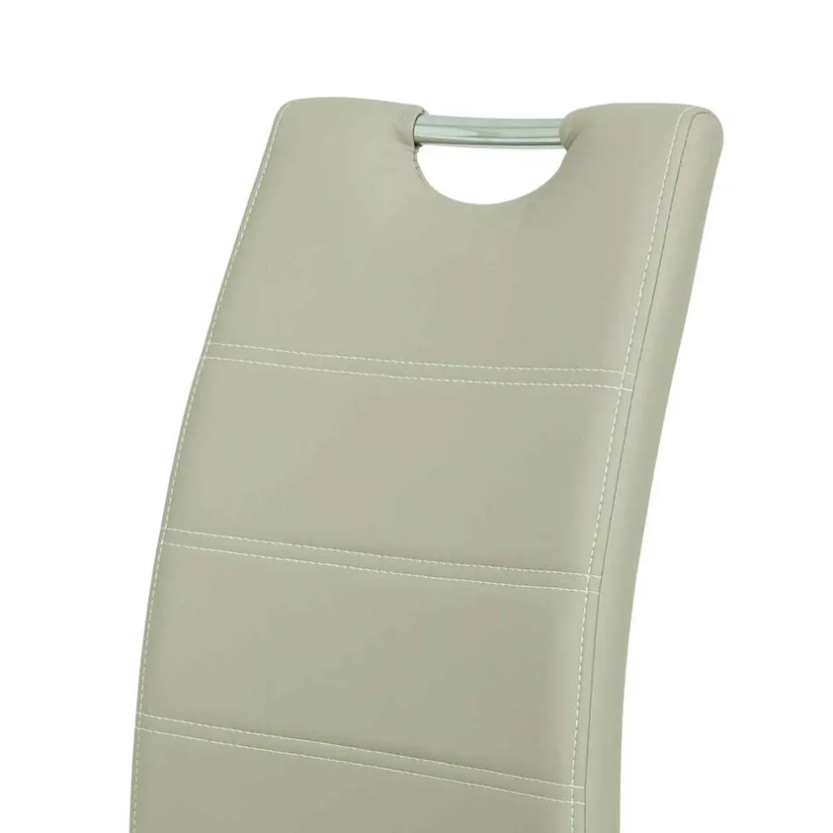 Kunstleder Essstuhl in Beige & Chrom - Jenna (Set)^Wohnen Best