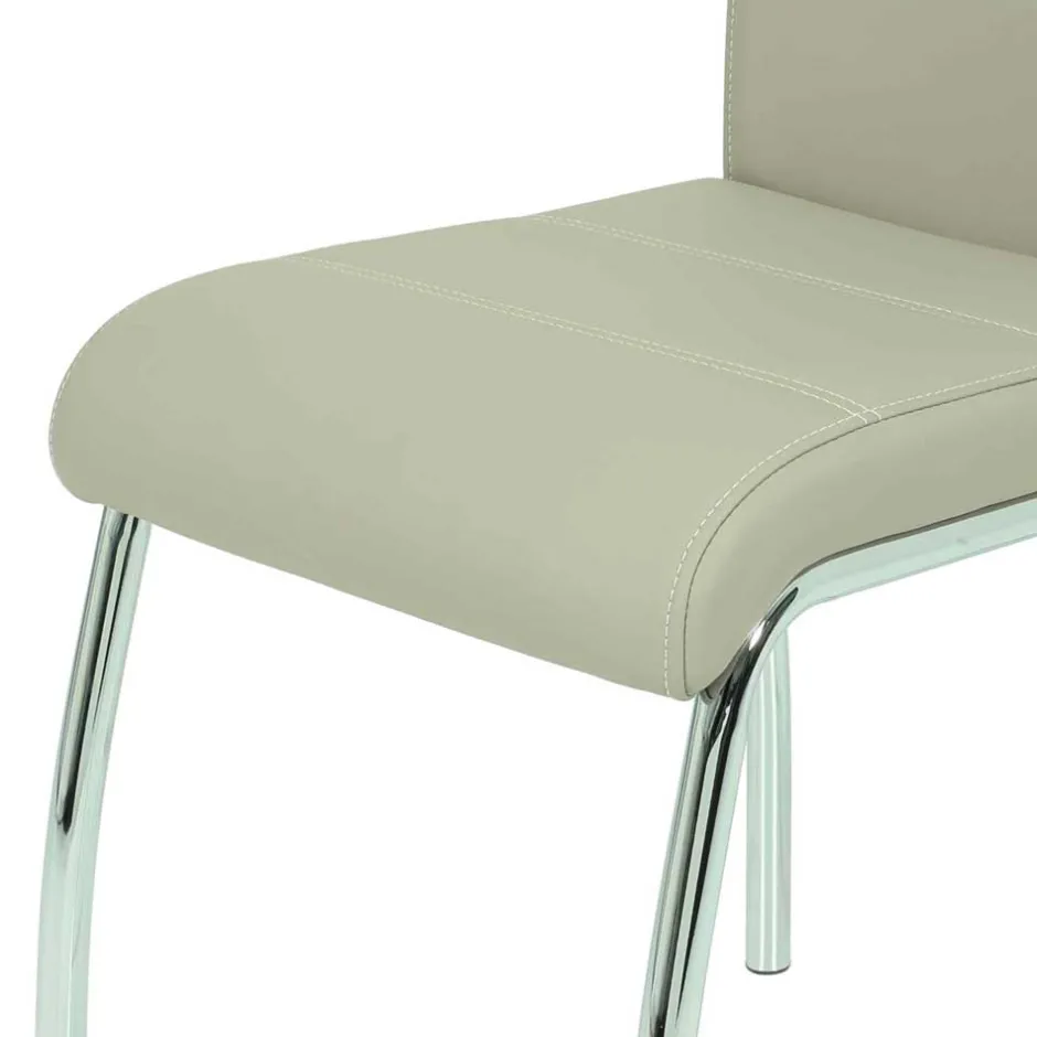 Kunstleder Essstuhl in Beige & Chrom - Jenna (Set)^Wohnen Best