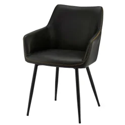 Wohnen Kunstleder Esstischsessel in Schwarz - Oristano (2er Set)