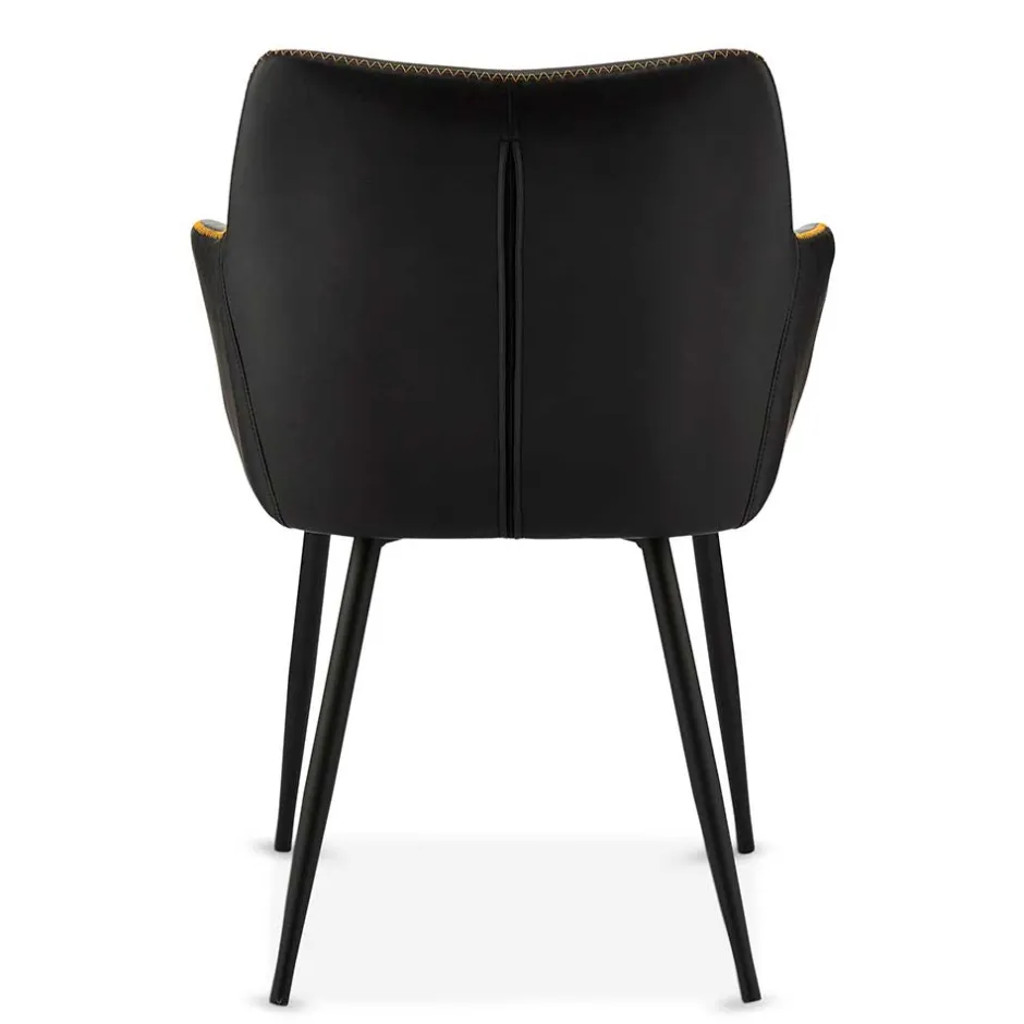 Wohnen Kunstleder Esstischsessel in Schwarz - Oristano (2er Set)