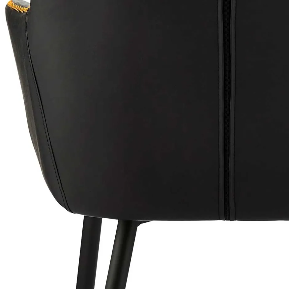 Wohnen Kunstleder Esstischsessel in Schwarz - Oristano (2er Set)