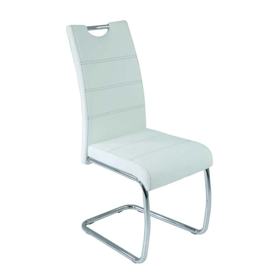 Wohnen Kunstleder Esszimmer Stühle in Weiß - Mengiz (Set)