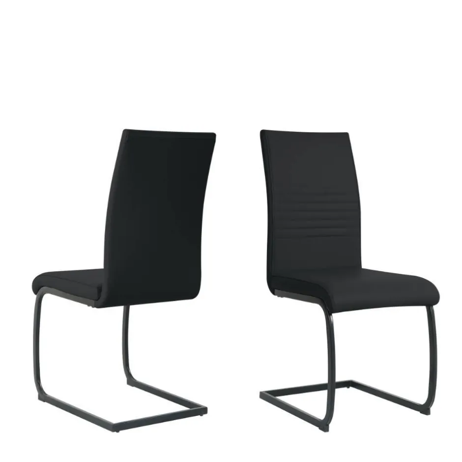 Kunstleder Freischwinger in Schwarz - Pencras (2er Set)^Wohnen Best