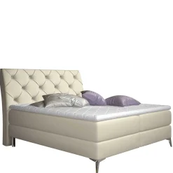 Wohnen Kunstleder Komplettbett in Beige - Diamo