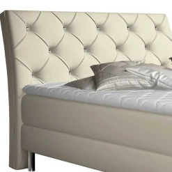 Wohnen Kunstleder Komplettbett in Beige - Diamo