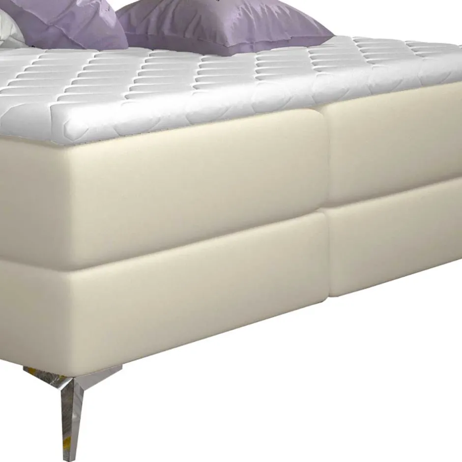 Wohnen Kunstleder Komplettbett in Beige - Diamo