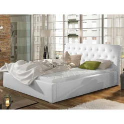 Wohnen Kunstleder Polsterbett in Weiß - Compadro