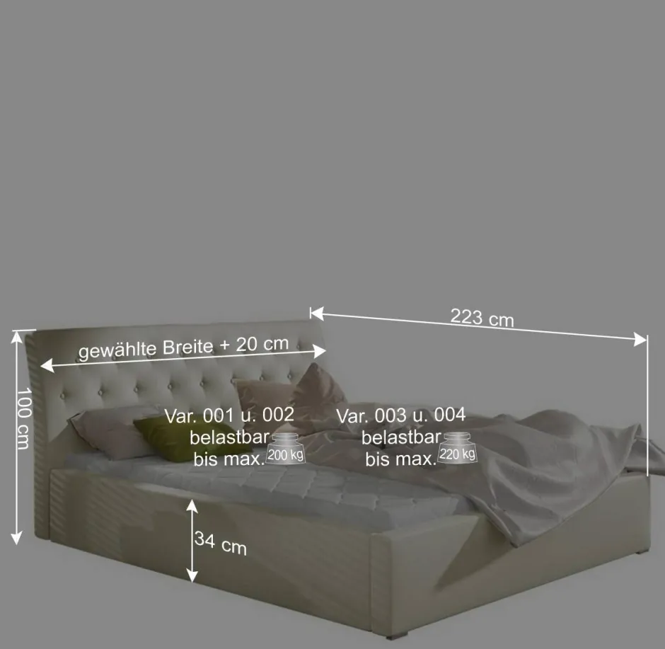 Wohnen Kunstleder Polsterbett in Weiß - Compadro