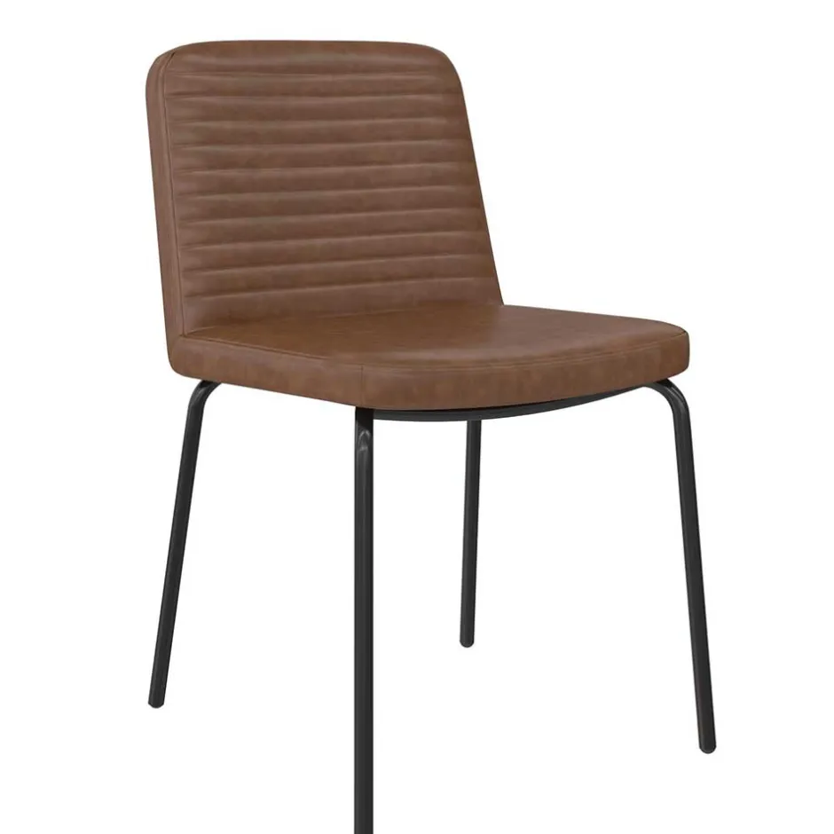 Kunstleder Polsterstühle in Braun - Laddion (2er Set)^Wohnen Discount