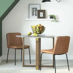 Kunstleder Polsterstühle in Braun - Laddion (2er Set)^Wohnen Discount