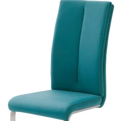 Wohnen Kunstleder Polsterstuhl in Petrol Fascinationa mit Schwinggestell Edelstahl (4er Set)