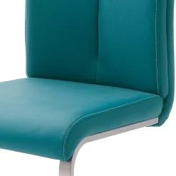 Wohnen Kunstleder Polsterstuhl in Petrol Fascinationa mit Schwinggestell Edelstahl (4er Set)