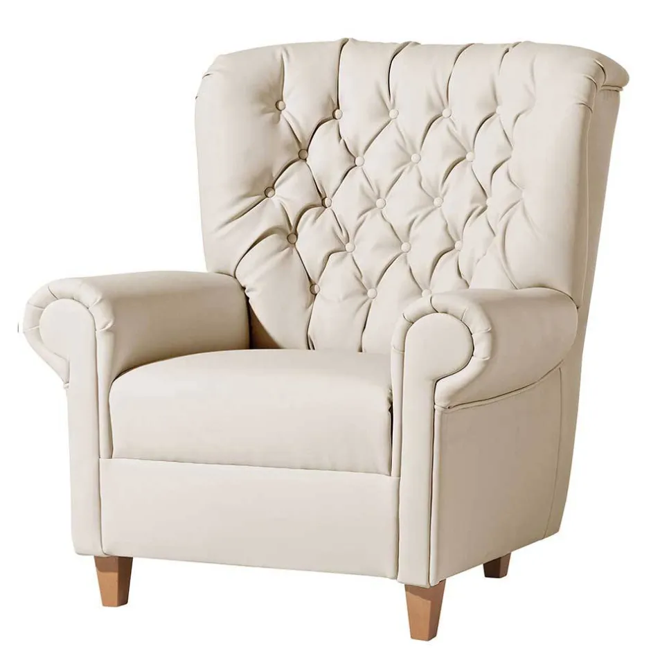 Kunstleder Wohnzimmersessel in Beige und Buche - That^Wohnen Discount