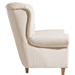 Kunstleder Wohnzimmersessel in Beige und Buche - That^Wohnen Discount