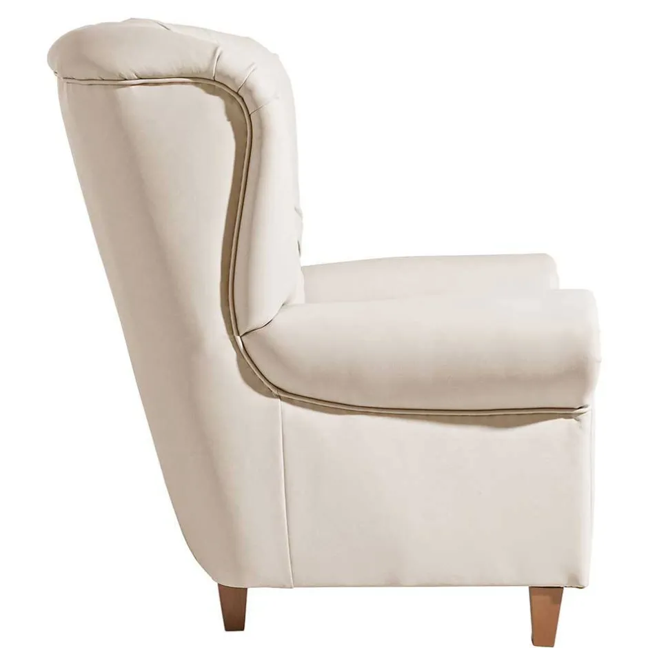 Kunstleder Wohnzimmersessel in Beige und Buche - That^Wohnen Discount