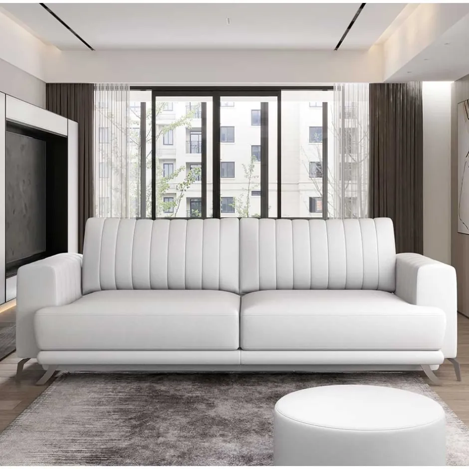 Kunstleder-Schlafsofa in Weiß - Filax^Wohnen