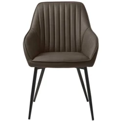 Kunstlederstühle in Dunkelbraun mit Armlehnen - Petrolina (2er Set)^Wohnen New