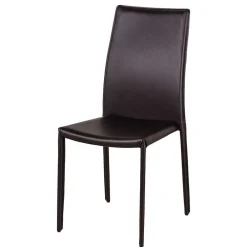 Wohnen Kunstlederstuhl in Braun Badija als Stapelstuhl platzsparend (4er Set)