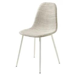 Wohnen Kunstrattan Esszimmerstuhl in Weiß Beige Neptun mit Metall Gestell (4er Set)