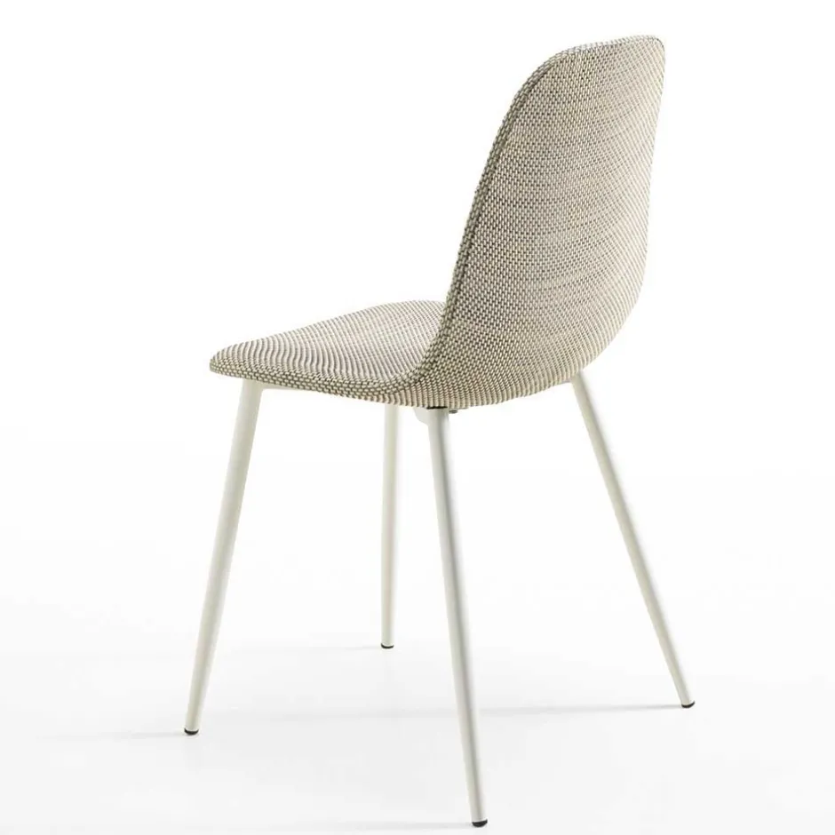 Wohnen Kunstrattan Esszimmerstuhl in Weiß Beige Neptun mit Metall Gestell (4er Set)