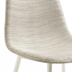 Wohnen Kunstrattan Esszimmerstuhl in Weiß Beige Neptun mit Metall Gestell (4er Set)