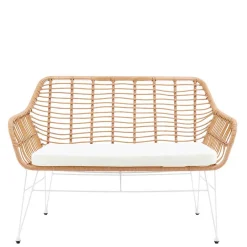 Wohnen Kunstrattan Geflecht Bank in Natur & Weiß - Kerym