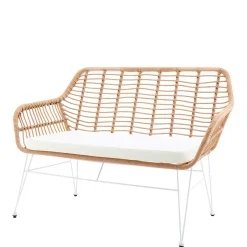 Wohnen Kunstrattan Geflecht Bank in Natur & Weiß - Kerym