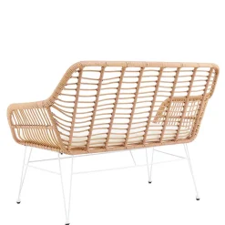 Wohnen Kunstrattan Geflecht Bank in Natur & Weiß - Kerym