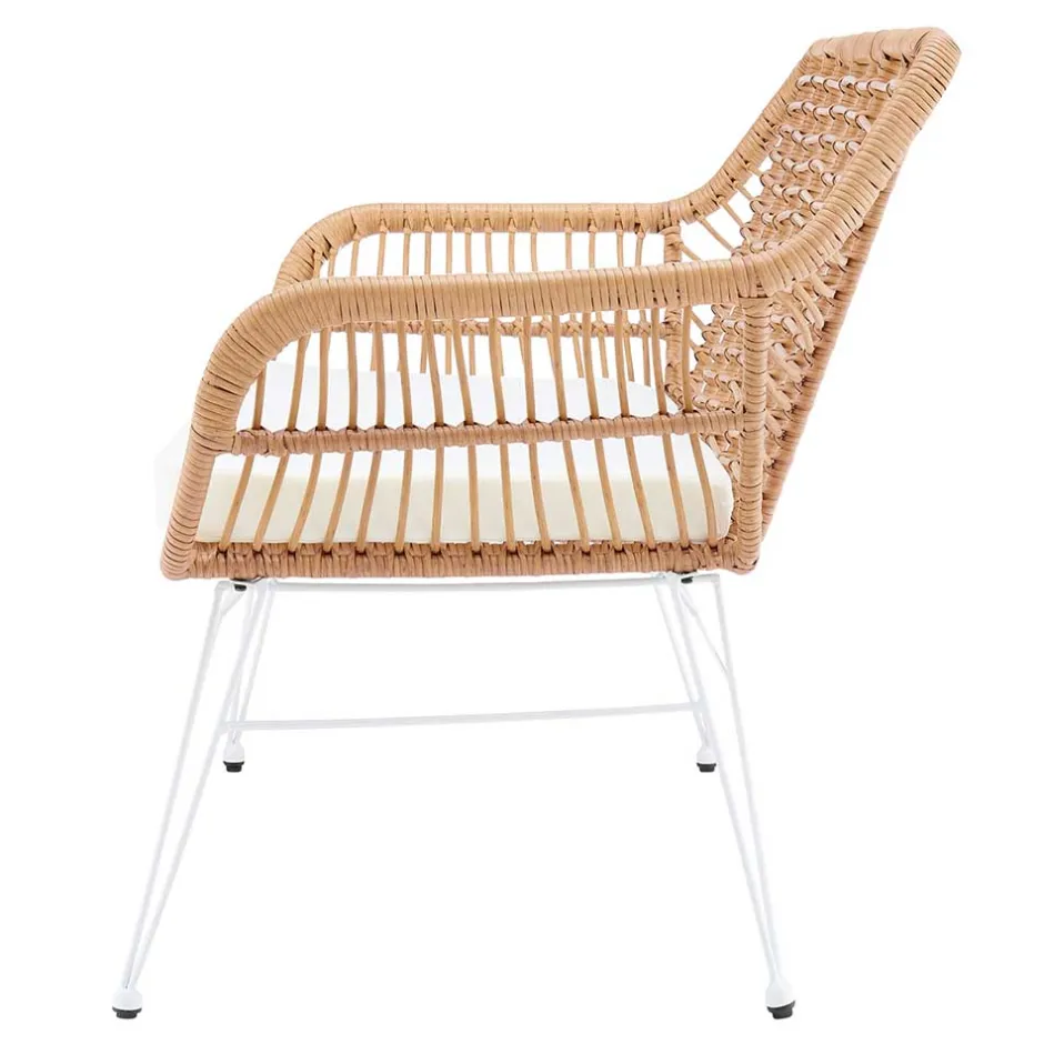 Wohnen Kunstrattan Geflecht Bank in Natur & Weiß - Kerym