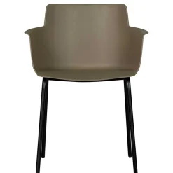 Wohnen Kunststoff Armlehnenstühle in Graubraun - Cayro (4er Set)