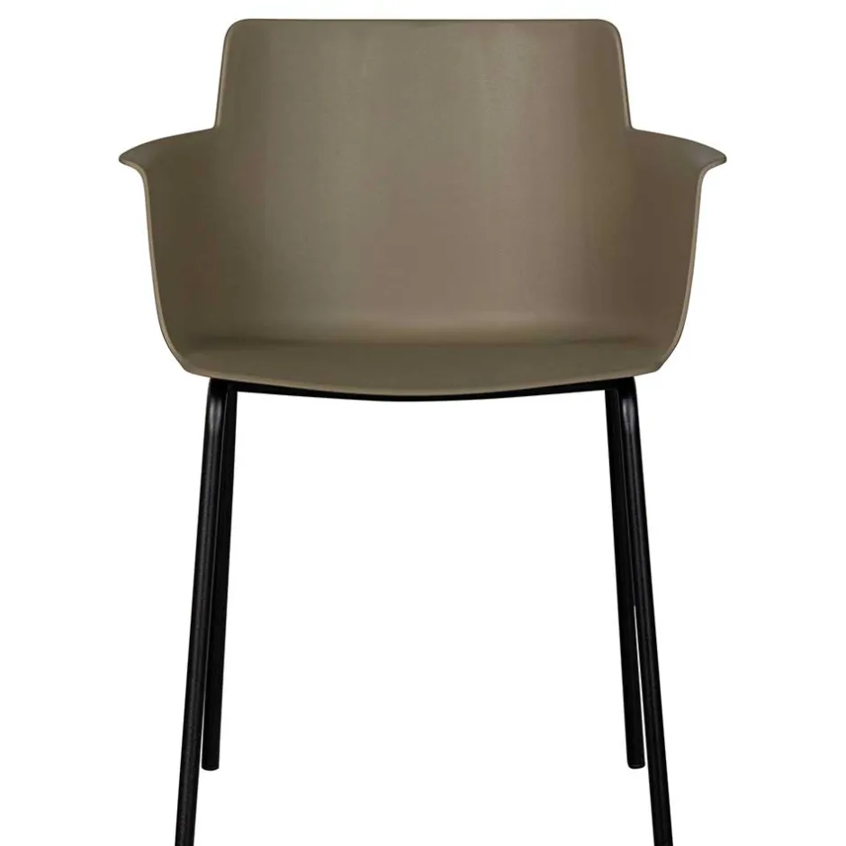 Wohnen Kunststoff Armlehnenstühle in Graubraun - Cayro (4er Set)