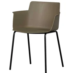 Wohnen Kunststoff Armlehnenstühle in Graubraun - Cayro (4er Set)