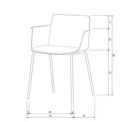 Wohnen Kunststoff Armlehnenstühle in Graubraun - Cayro (4er Set)