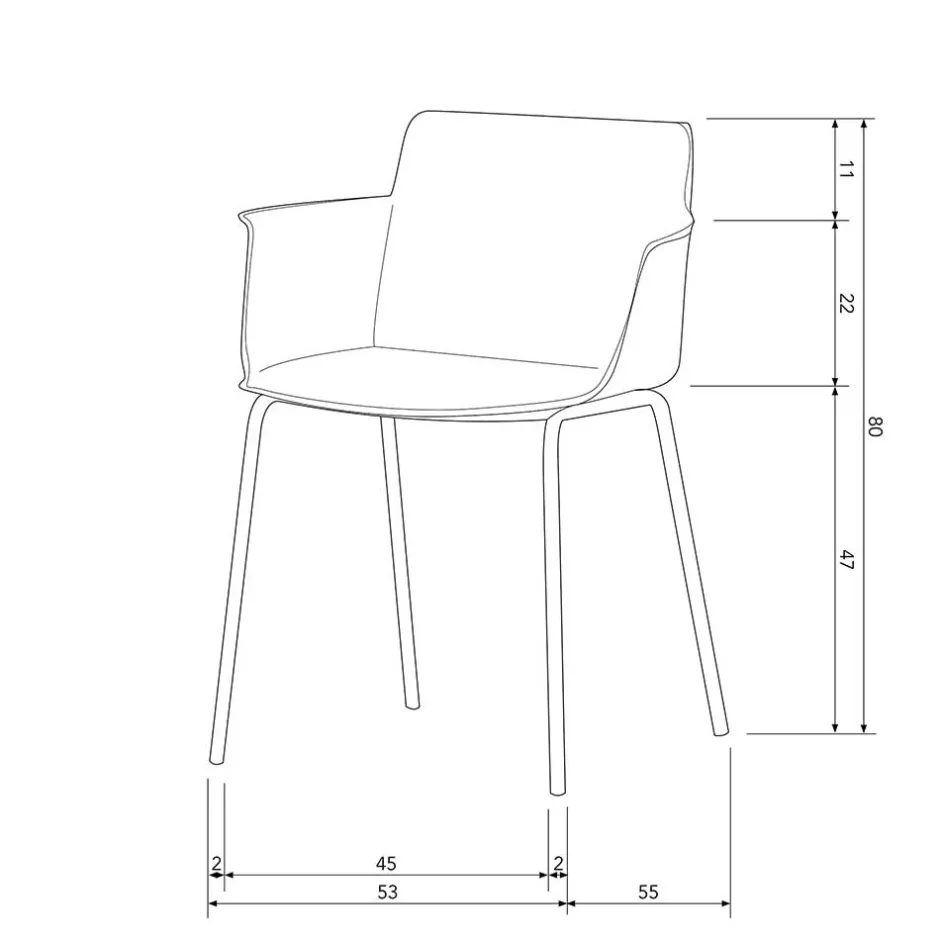 Wohnen Kunststoff Armlehnenstühle in Graubraun - Cayro (4er Set)