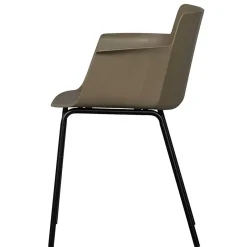 Wohnen Kunststoff Armlehnenstühle in Graubraun - Cayro (4er Set)