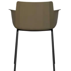 Wohnen Kunststoff Armlehnenstühle in Graubraun - Cayro (4er Set)