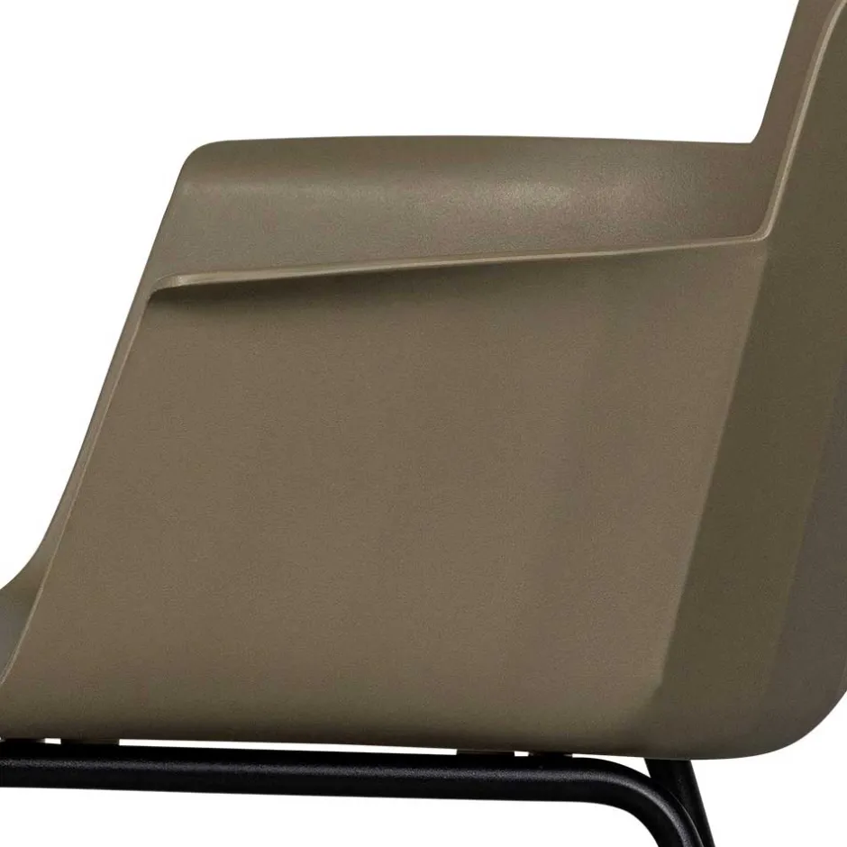 Wohnen Kunststoff Armlehnenstühle in Graubraun - Cayro (4er Set)