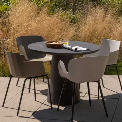 Wohnen Kunststoff Armlehnenstühle in Graubraun - Cayro (4er Set)