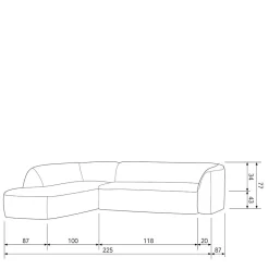 L Sofa im Skandi Design in Grau Chenille - Grandessa^Wohnen Discount