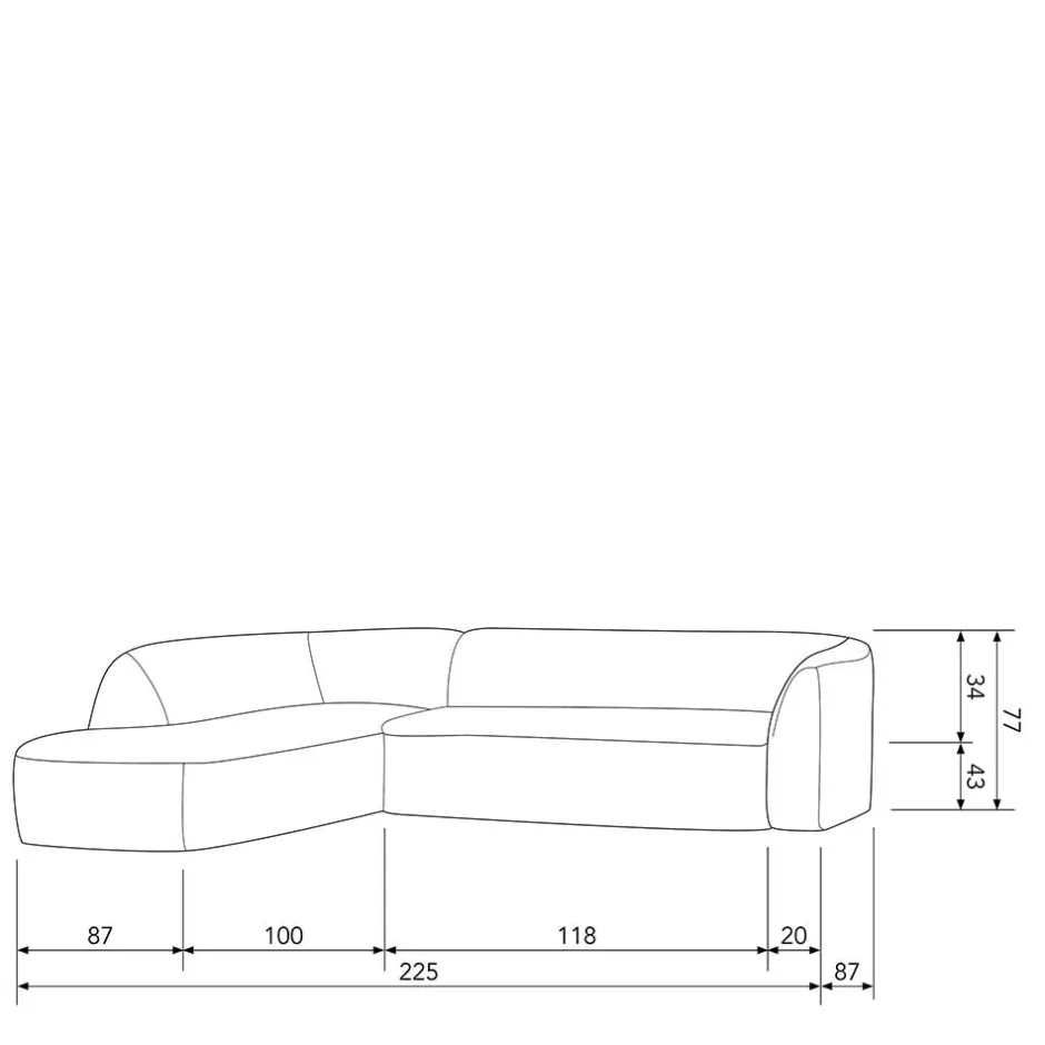 L Sofa im Skandi Design in Grau Chenille - Grandessa^Wohnen Discount