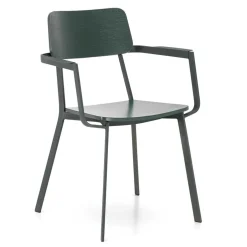 Wohnen Lackierter Armlehnstuhl in Grün - Nevers (4er Set)