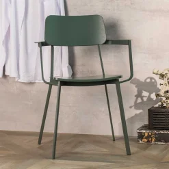 Wohnen Lackierter Armlehnstuhl in Grün - Nevers (4er Set)