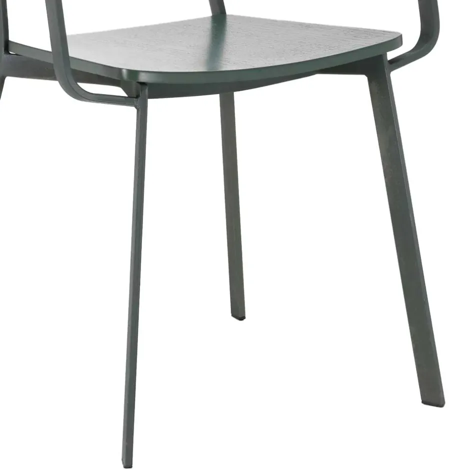 Wohnen Lackierter Armlehnstuhl in Grün - Nevers (4er Set)