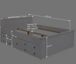 Wohnen Lackiertes Kiefernholz Ehebett in Weiß - Velriva