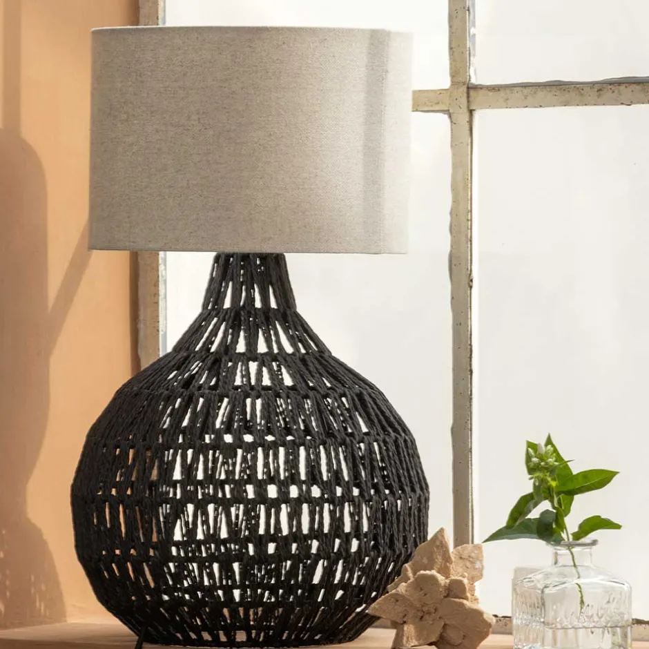 Lampenfuß aus Metall mit Papierkordel Geflecht - Notana^Wohnen Hot