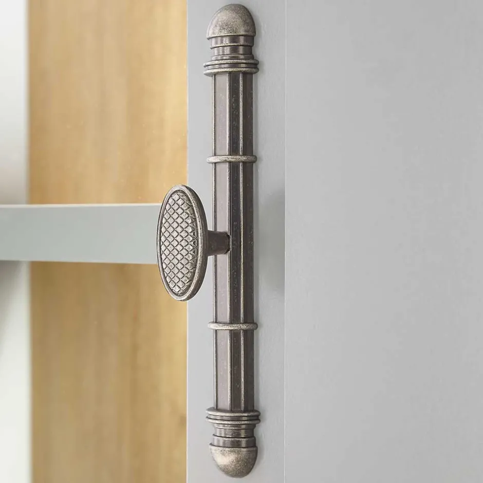 Wohnen Landhaus Anbauwand in Lichtgrau & Eiche - Buleta (vierteilig)