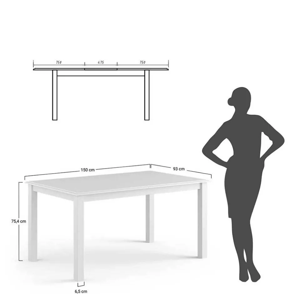 Wohnen Landhaus Ausziehtisch in Weiß und Eiche - Bordona